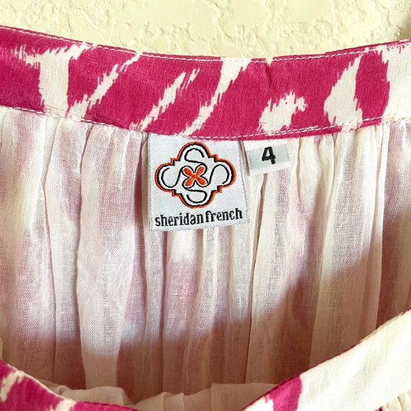 Sheridan French Melissa Dress Fluoro Pink Ikat Silk Maxi Size 4 Resort Chic - Picture 6 of 7